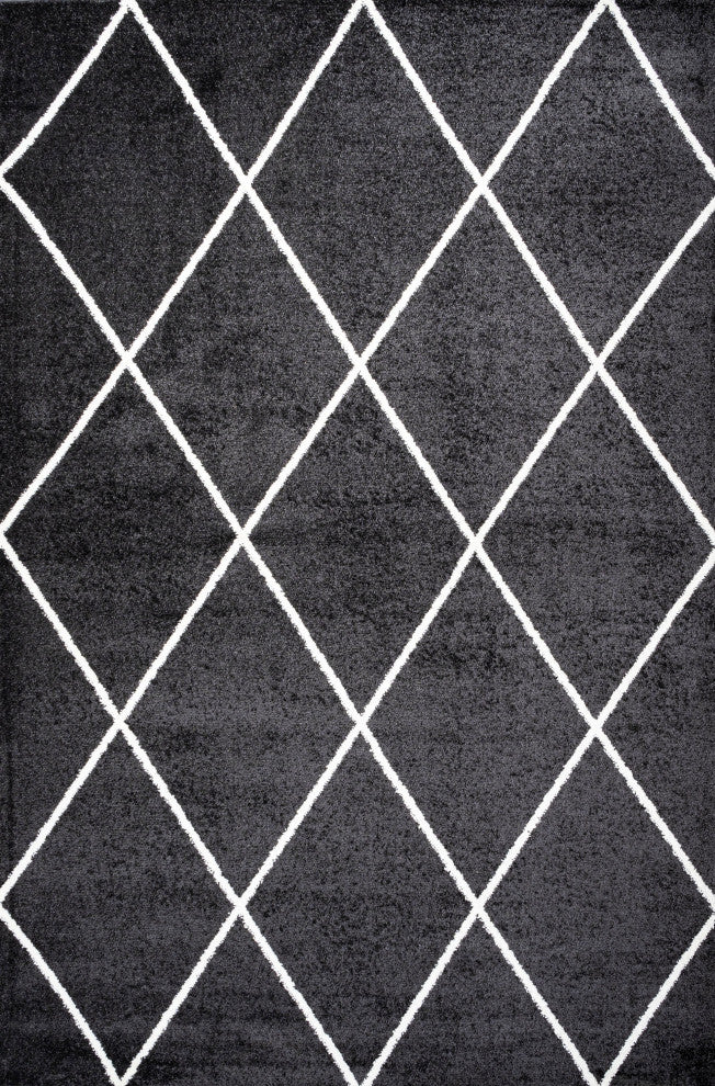 Cole Minimalist Diamond Trellis Black/White 5'x8' Area Rug