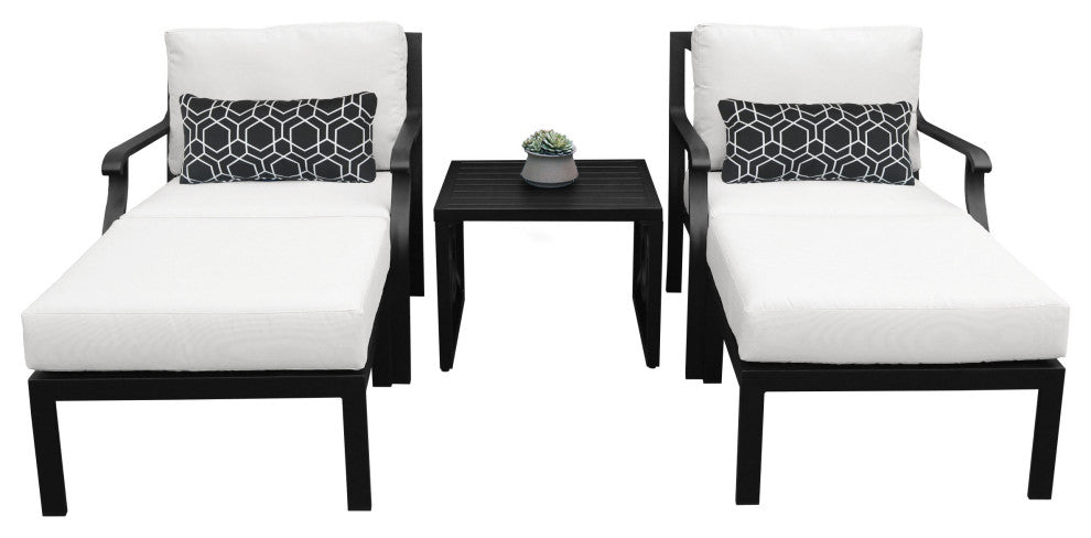 kathy ireland Madison Ave. 5 Piece Aluminum Patio Furniture Set 05b, Alabaster
