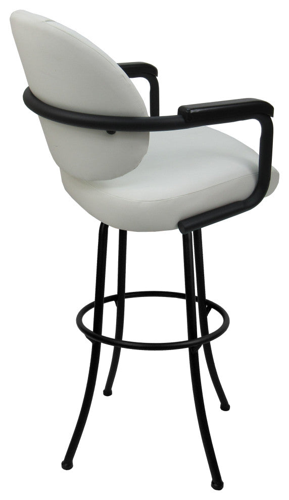 Swivel Counter 26", 30" or Extra Tall 34" Metal Bar Stool M-70, White Vinyl - Black, 30"
