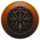 Chateau Wood Knob, Antique Brass, Cherry Wood Finish, Dark Brass