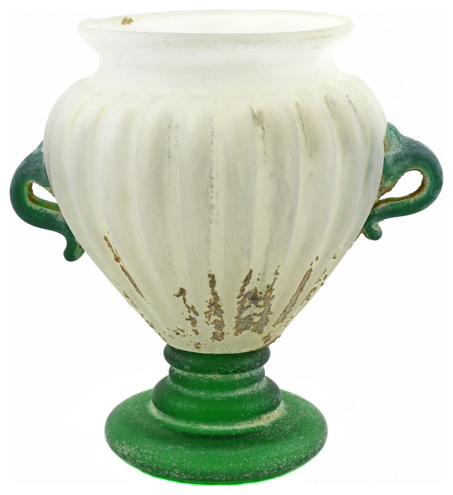 Murano Glass Imperial Scavo Vase, 7.5"x8"