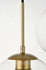 Midcentury Modern Brass And Clear 5-Light Pendant