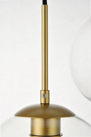 Midcentury Modern Brass And Clear 5-Light Pendant