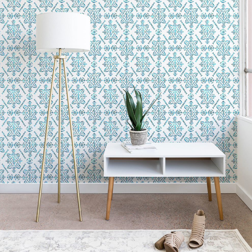 Deny Designs Schatzi Brown Reeve Pattern Aqua Wallpaper, Blue, 2'x4'