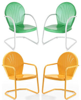 Home Square 4 Piece Metal Patio Chair Set in Tangerine and Grasshopper Green