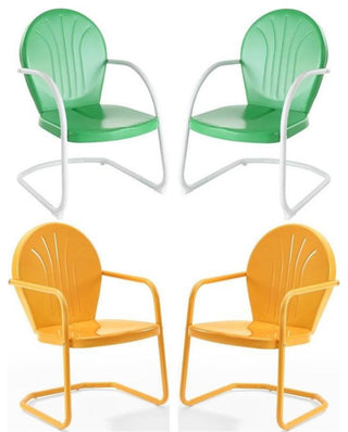 Home Square 4 Piece Metal Patio Chair Set in Tangerine and Grasshopper Green