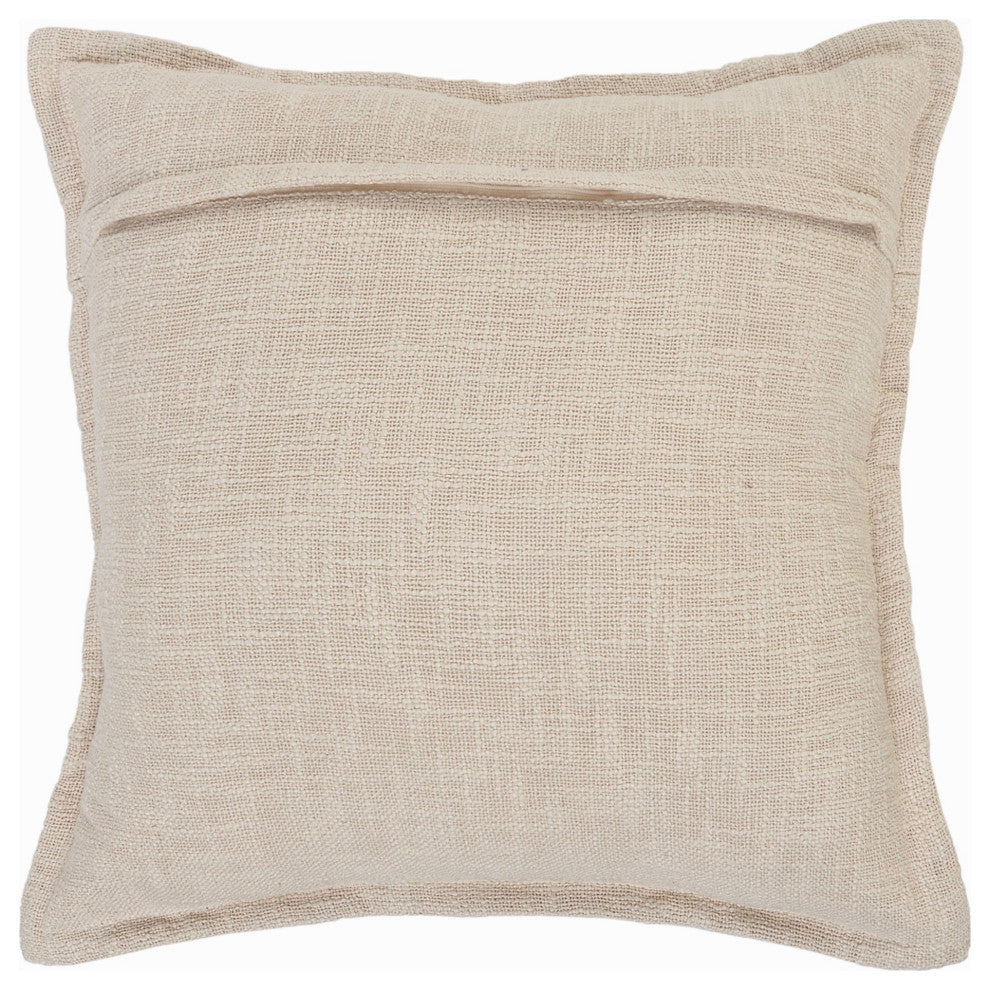 Ox Bay Handwoven Beige Solid Organic Cotton Pillow Cover, 20"x20"