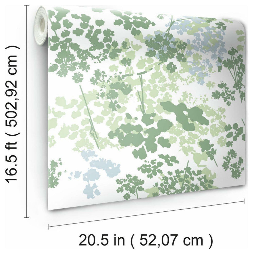 Green & White Queen Anne's Lace Peel & Stick Wallpaper