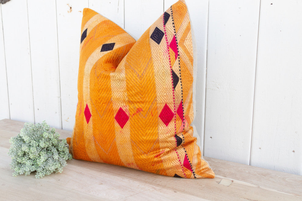 Gulmohar Silk Phulkari Pillow