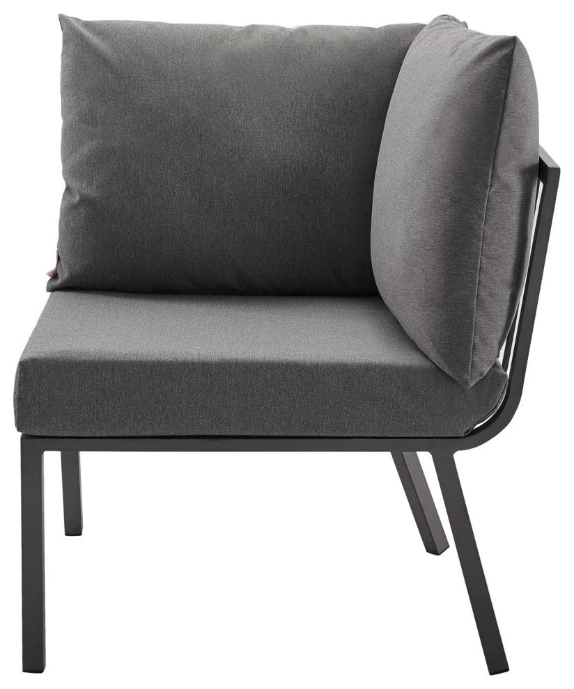 Lounge Loveseat Sofa, Aluminum, Metal, Gray, Modern, Outdoor Patio Cafe