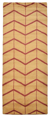 Hand Knotted Wool Area Rug Geometric Gold Red