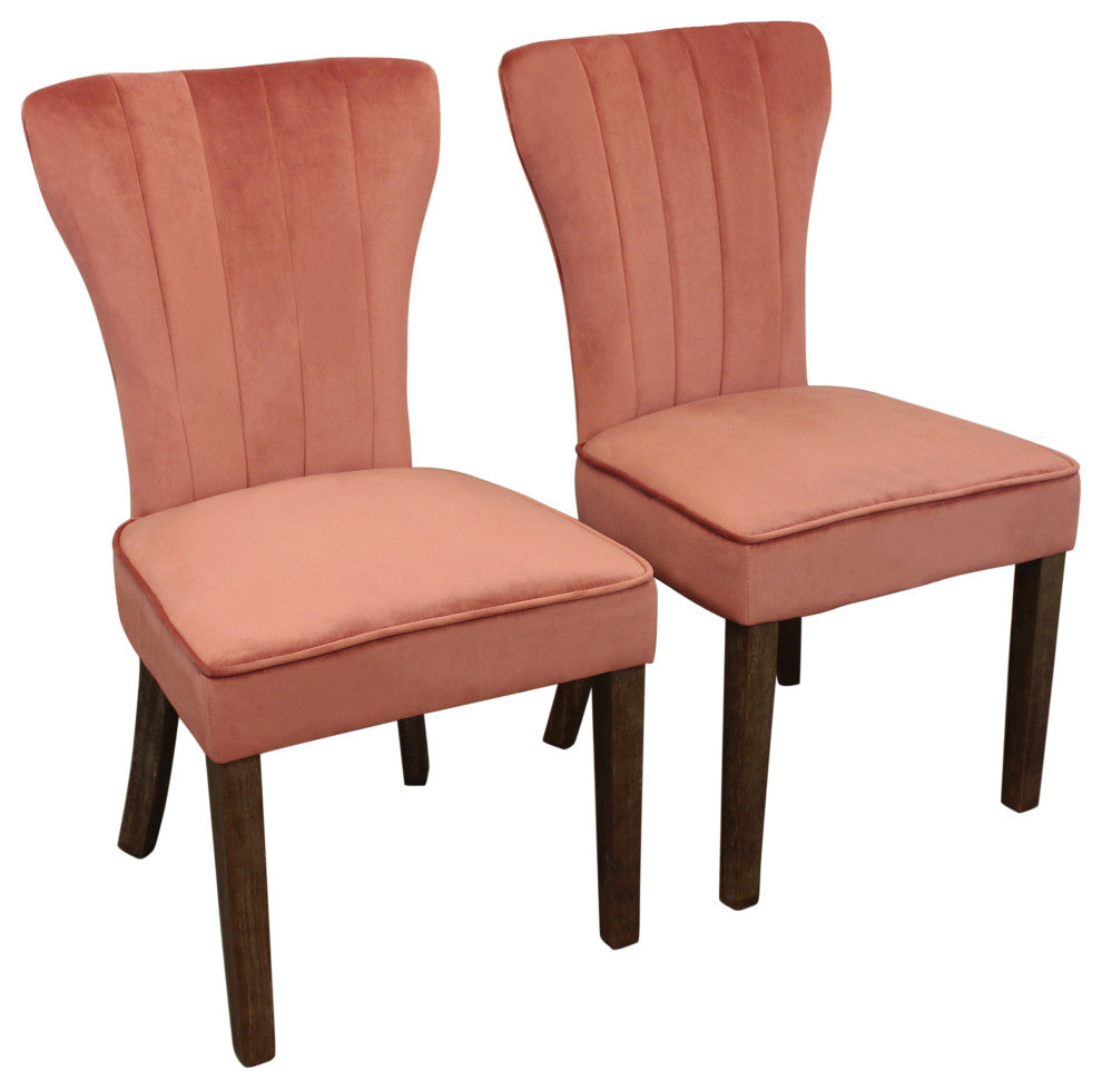 Sullivan 63" Dining Table With 6 Cleo Chairs, Blush Velvet Fabric