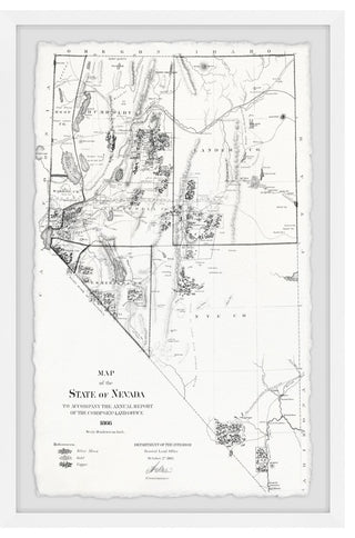 "Vintage Nevada Map" Framed Painting Print, 8x12