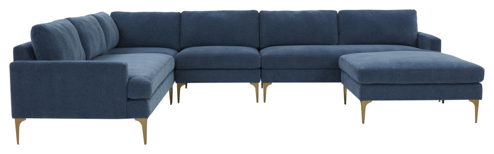 Serena Blue Velvet Large Chaise Sectional