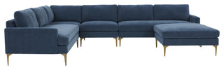 Serena Blue Velvet Large Chaise Sectional