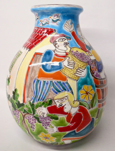 Ceramiche di Sicilia Vase with Grape Harvest