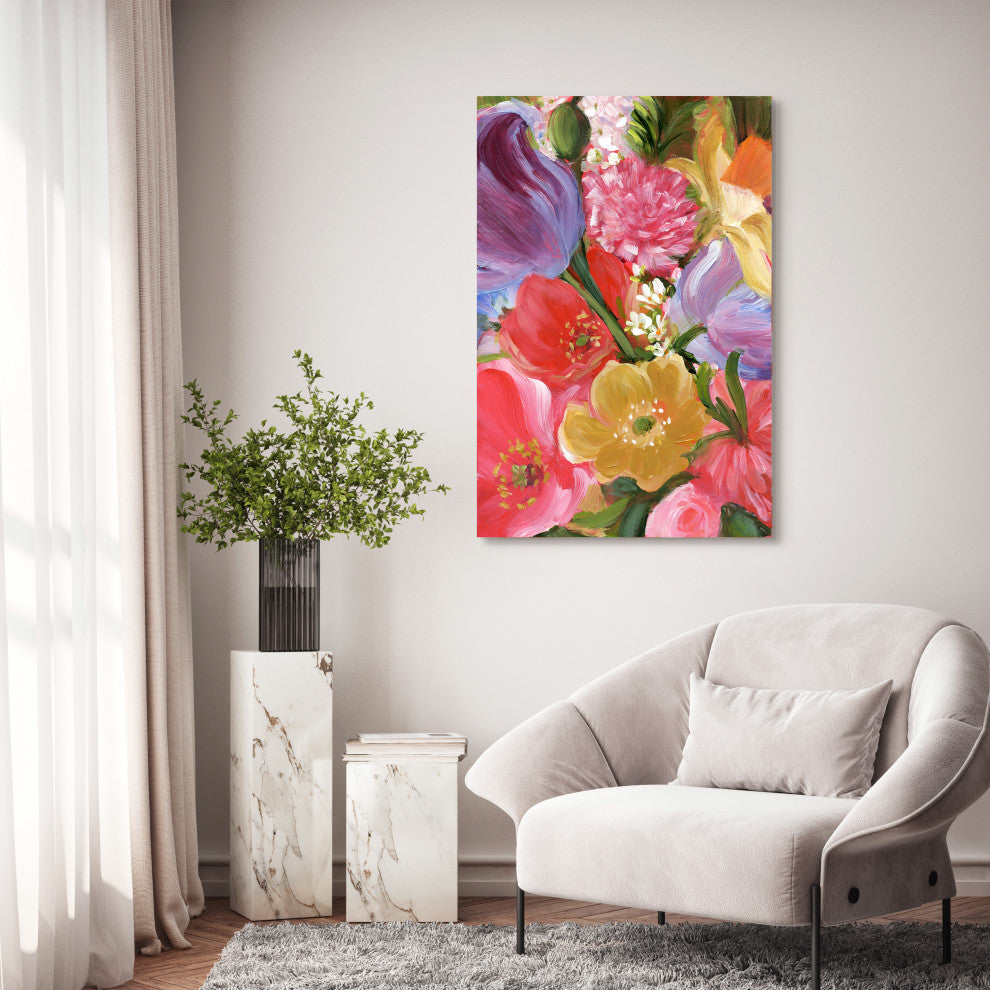 "Blossom Symphony II" Flowers Frameless Printed Tempered Art Glass Wall Art