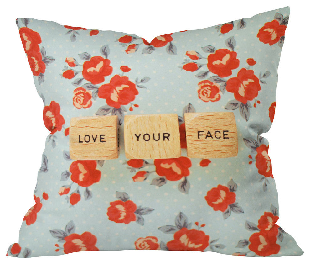 Happee Monkee Love Your Face Outdoor Throw Pillow, 26x26x7