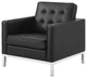 Tufted Armchair and Sofa Set, Faux Leather, Silver Black, Modern, Lounge