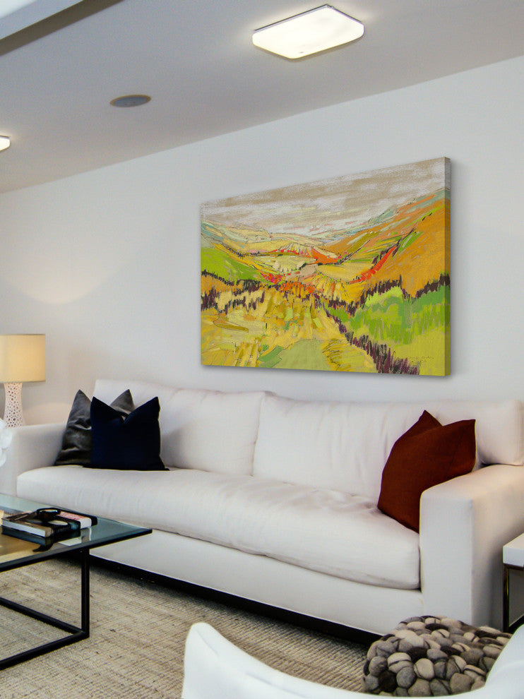 "Patchwork Hills VII" Painting Print on Wrapped Canvas, 30x20