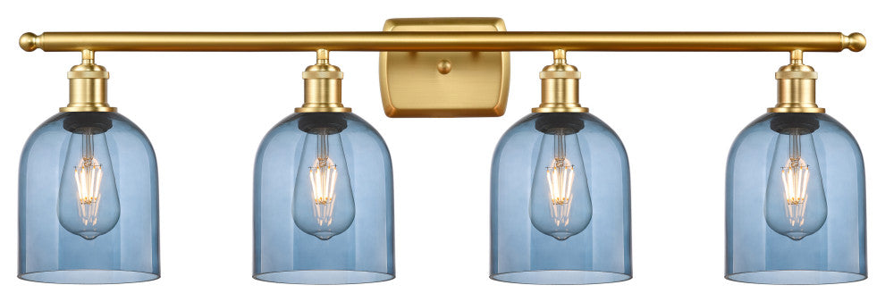 Ballston-Bella 4-Light 36" Bath Vanity Light, Satin Gold, Princess Blue