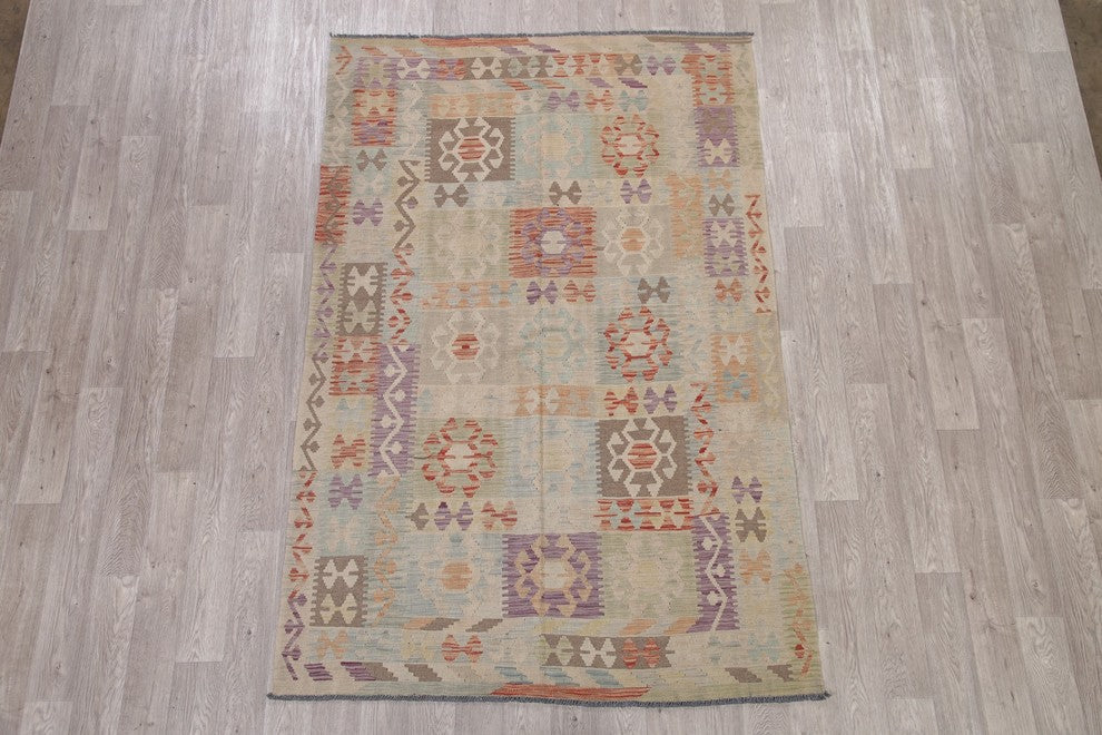 Kilim Turkish Flat-Woven Oriental Pure Wool Traditional Area Rug, 8'1"X5'4"