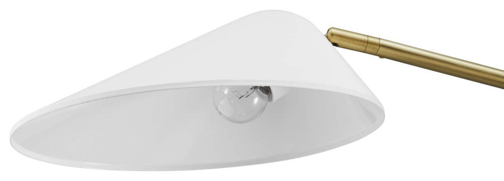 Floor Lamp Light, White, Metal, Modern, Mid Century Cafe Bistro Hospitality