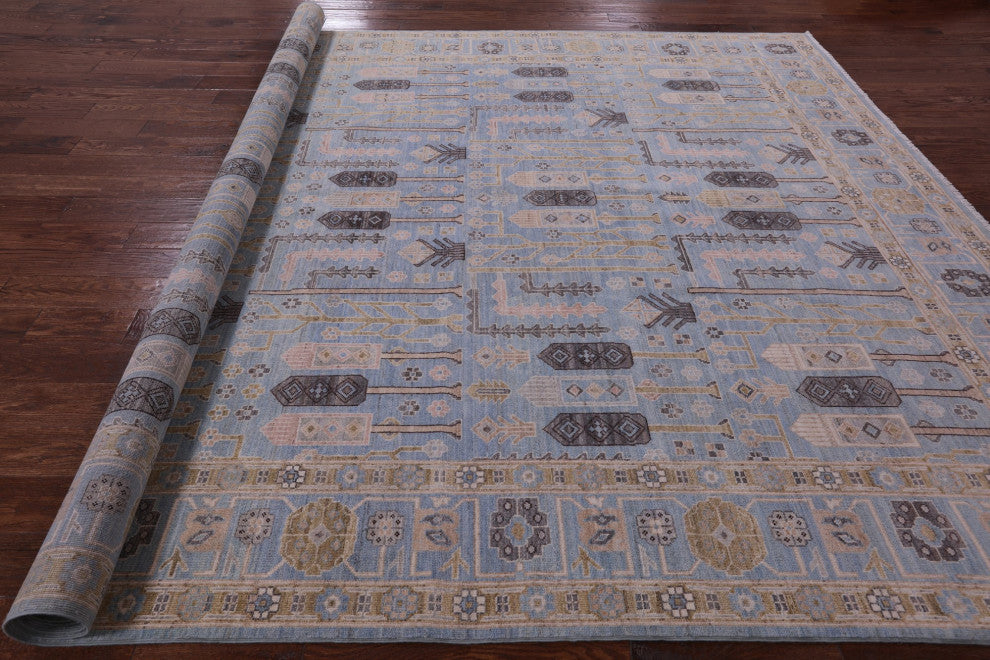 9' 1" X 12' 3" Peshawar Hand-Knotted Wool Rug Q5880