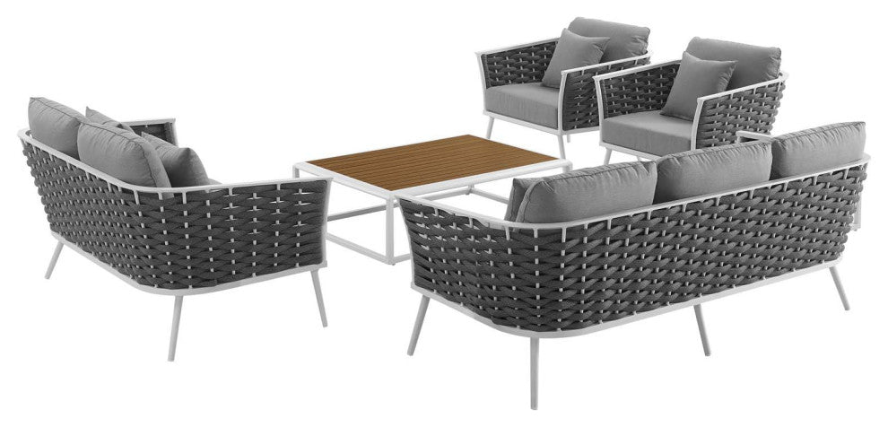 Stance 5 Piece Outdoor Patio Aluminum Sectional Sofa Set