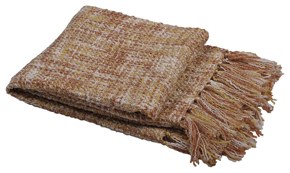 Naga Knitted Throw Blanket, Jojoba Yellow, 50"x60"
