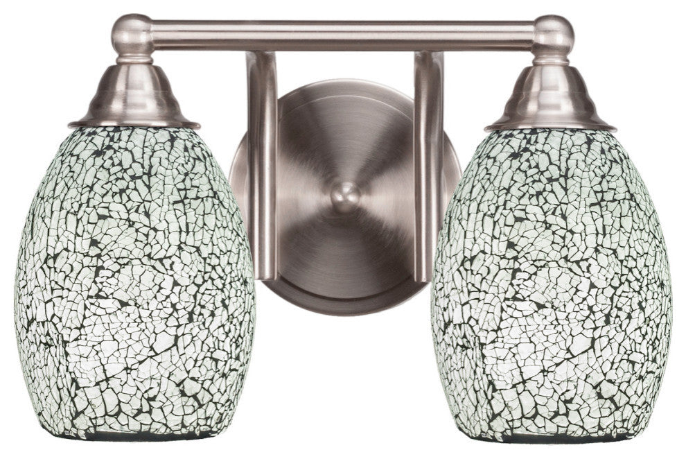 Paramount 2-Light Bath Bar, Brushed Nickel, 5" Black Fusion Glass