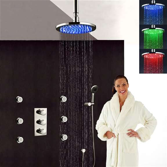 Fontana Versilia Color Changing LED Shower Head, Adjustable Body Jets