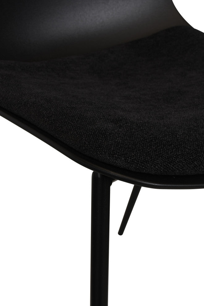 Modern Dining Armless Chairs, Round Seat, Metal Legs, Set of 4, Black