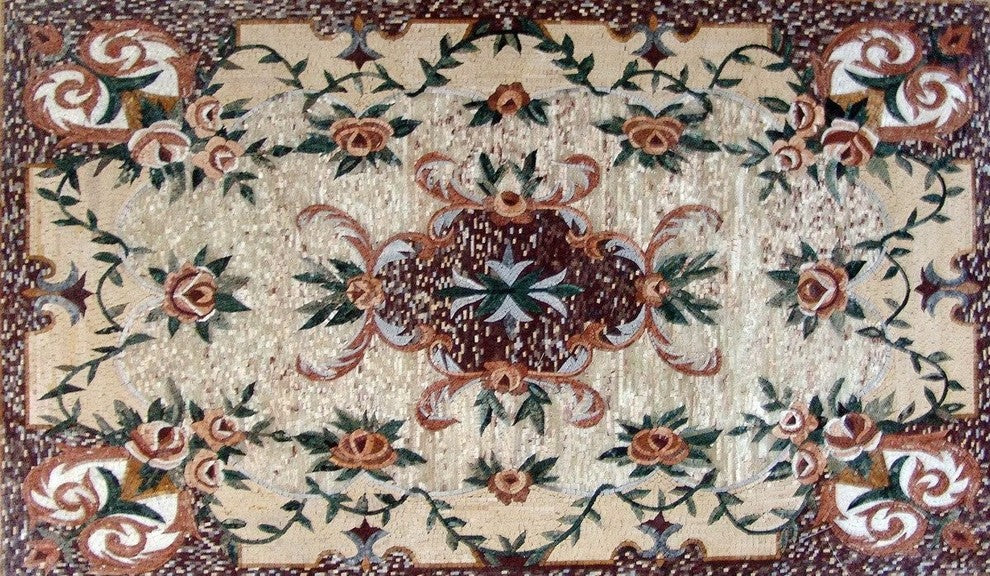 Floral Design Mosaic Marble Rug, 51