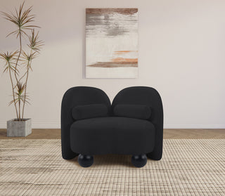Daphne Upholstered Chair/Loveseat/Sofa, Black, Chenille Fabric, Chair