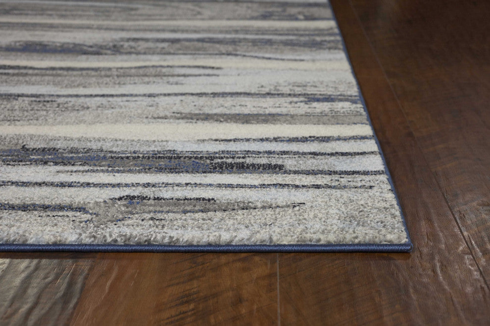 HomeRoots 10'x13' Grey Machine Woven Abstract Brushstroke Indoor Area Rug