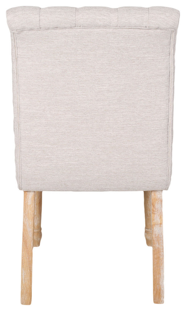 Terrance Tufted Fabric Dining Chair, Set of 2, Beige, Natural