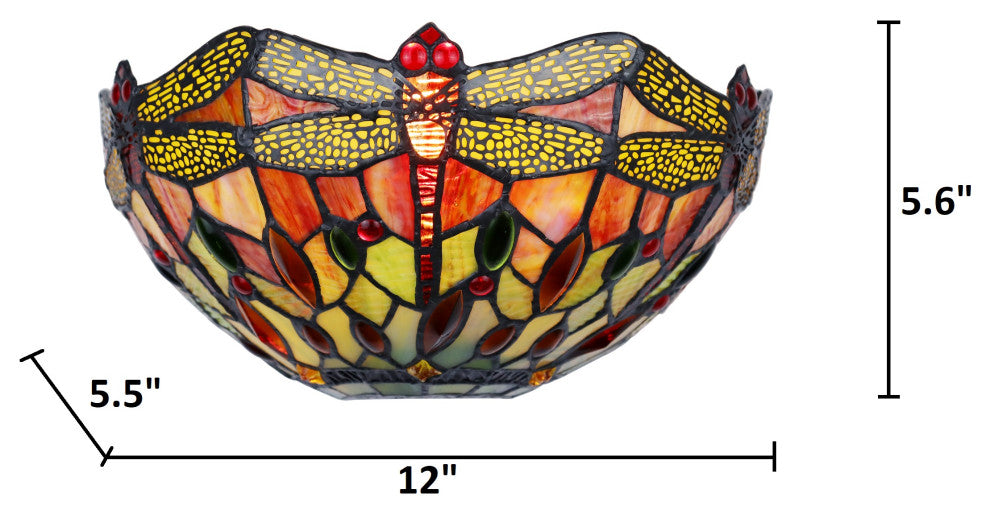 Empress Dragonfly Tiffany-Style 1 Light Wall Sconce 12" Wide