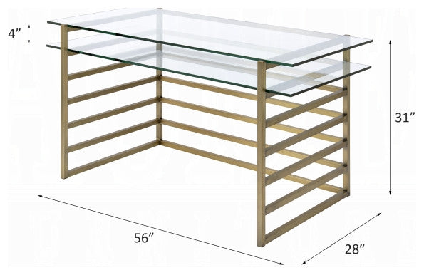 Shona Desk, Antique Gold and Clear Glass