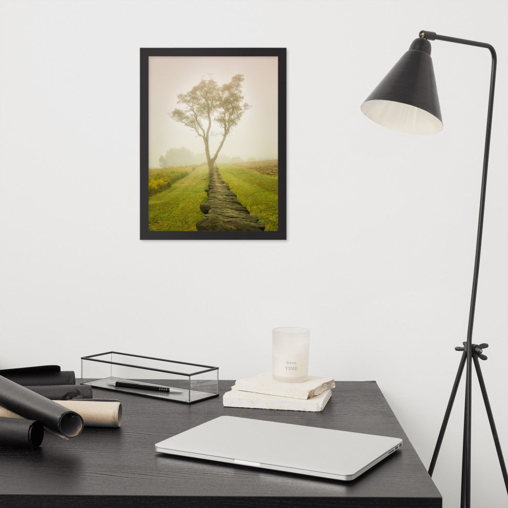 Calming Morning Rural Landscape Framed Photo Paper Wall Art Prints, Black, 12" X 16"