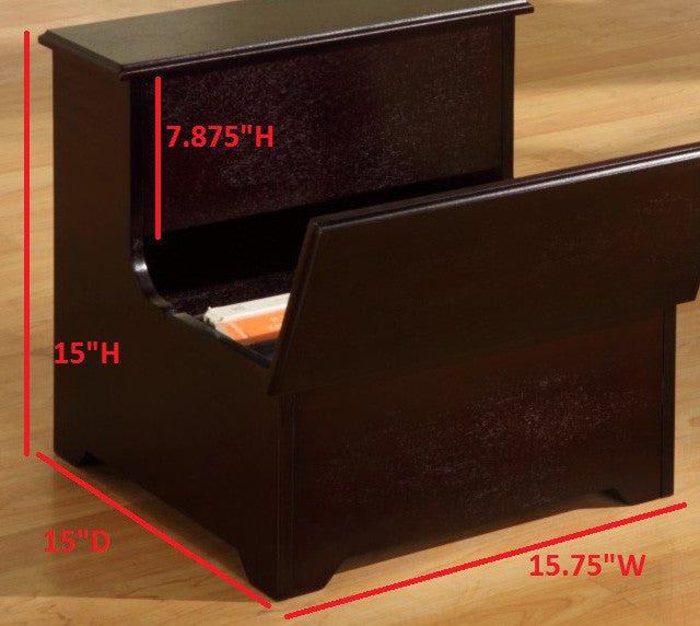 Nikolas 2-Step Contemporary Storage Step Stool, Cherry Wood