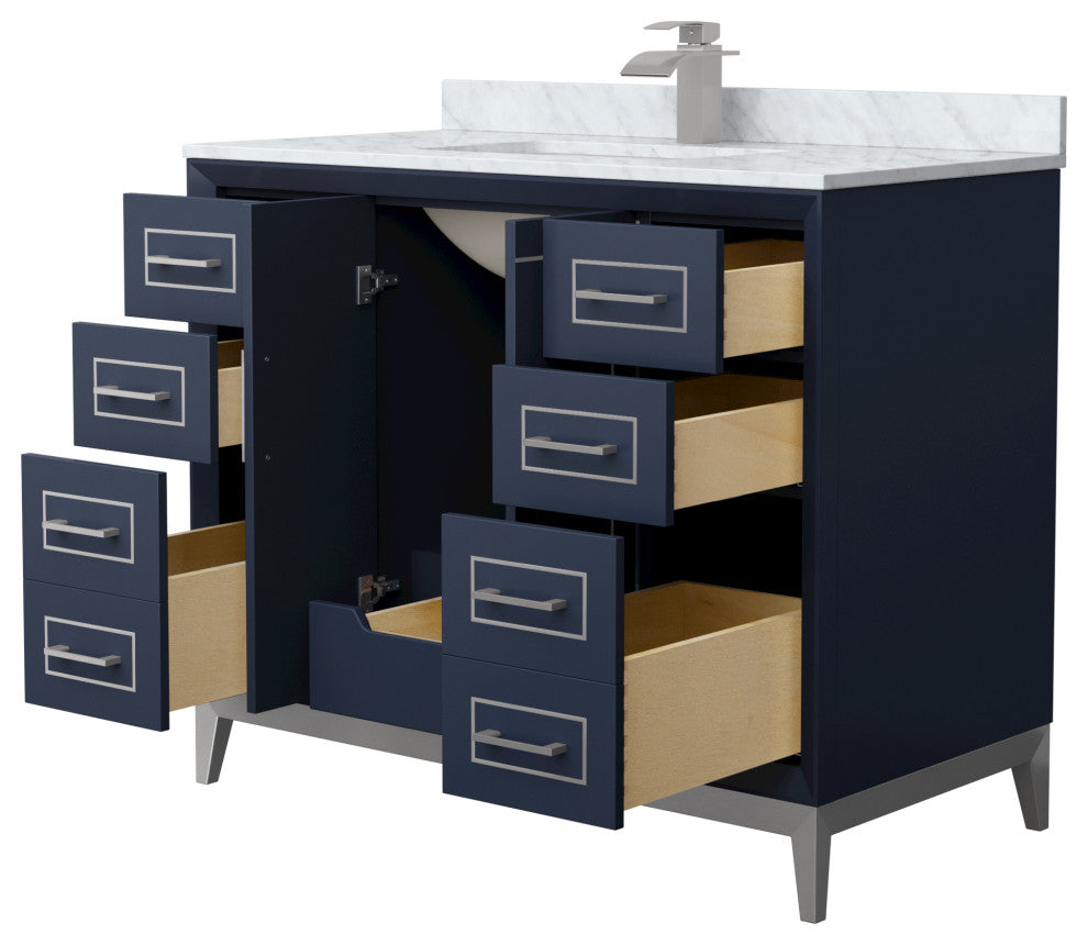 Marlena 42" Dark Blue Single Vanity, Top, Nickel Trim