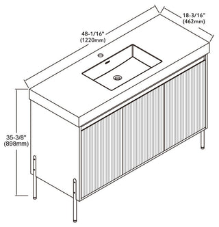 Flutie 48" Bathroom Vanity Set, White, Single Resin White Sink