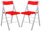 LeisureMod Menno Stackable Dining Folding Chair, Clear, Set of 2, Red