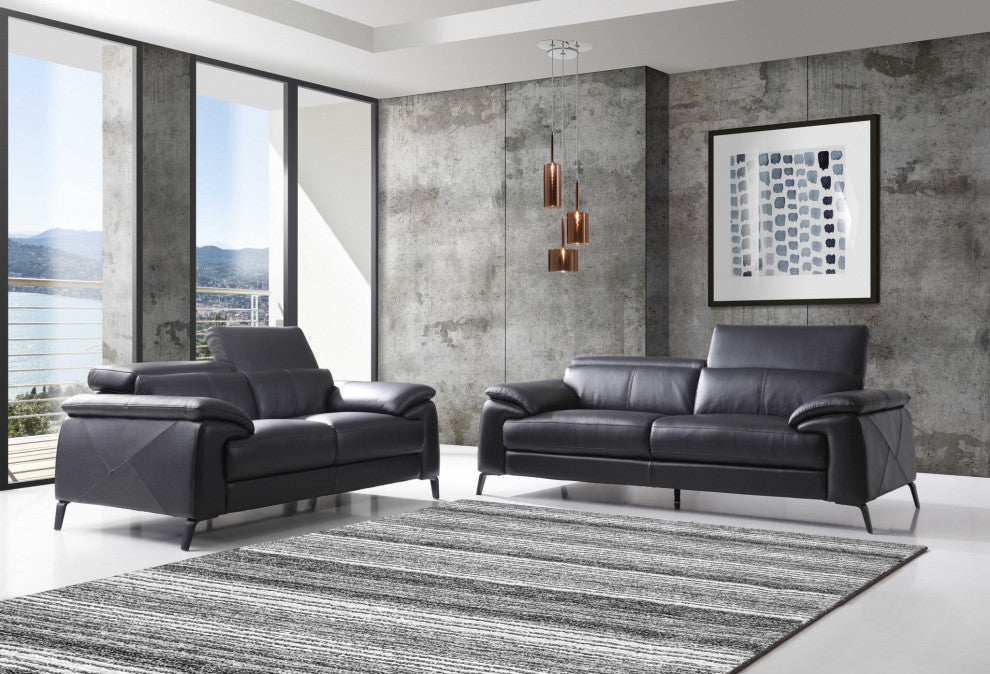 68" X 43" X 39" Black Stainless Steel Love Seat