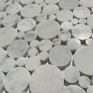 Carrara White Carrera Marble Bubble Round Mosaic Tile Polished, 1 sheet
