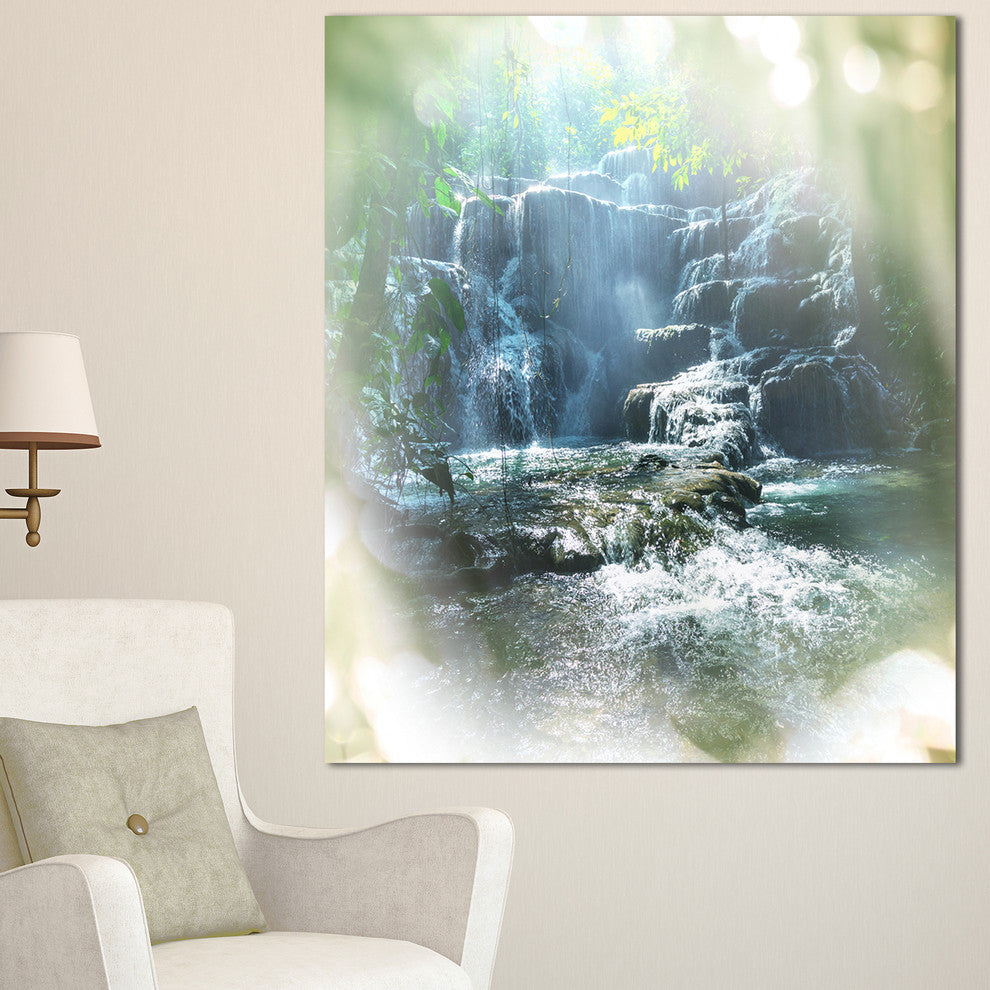 Fantastic Waterfall in Mexico Jungle, Oversized Landscape Canvas Art, 30"x40"