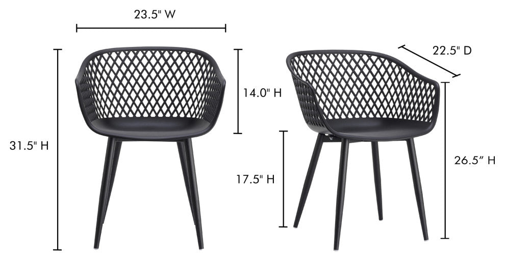 Piazza Outdoor Chair Black, Set of 2