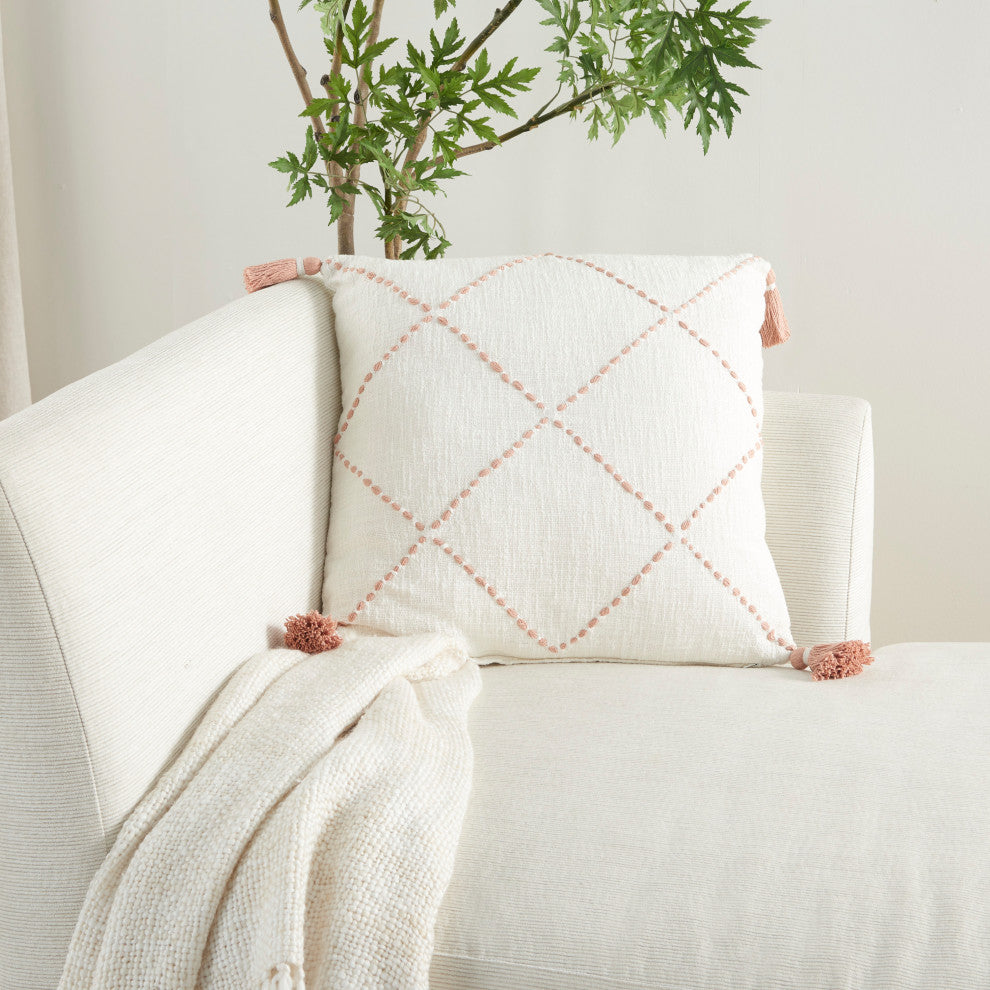 Mina Victory SH038 Throw Pillow, Blush, 20"X20"