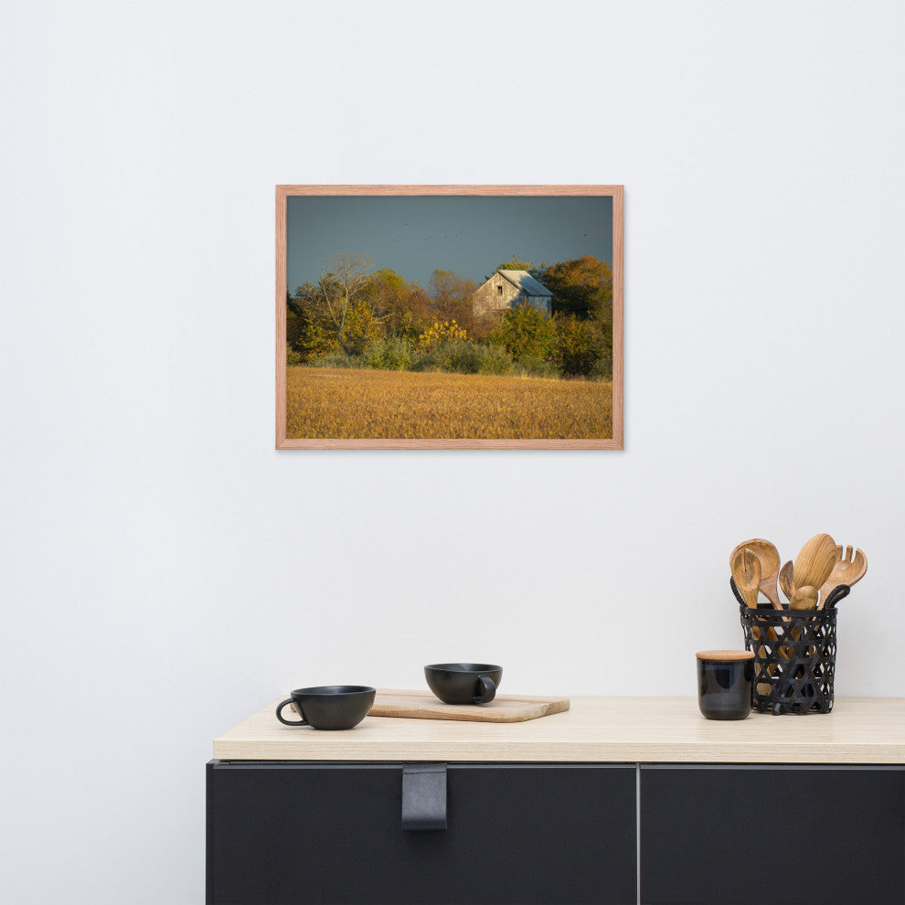 Abandoned Barn In The Trees Framed Photo Paper Wall Art Prints, Red Oak, 18" X 24"